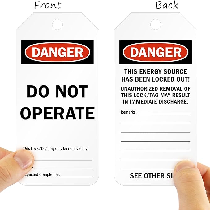 SmartSign Pack of 100 “Danger - Do Not Operate” Lock Out 2-Sided Safety Tags in Dispenser Box | 3" x 6.25" Plastic