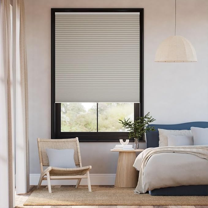 SelectBlinds Cordless Blackout Cellular Shades – No-Drill or Drill Mount – Maximum Darkness & Energy Efficiency – Any Size 13-84” W x 12-84” H, 4 Color Choices, Inside or Outside Mount (Gorgeous Gray)