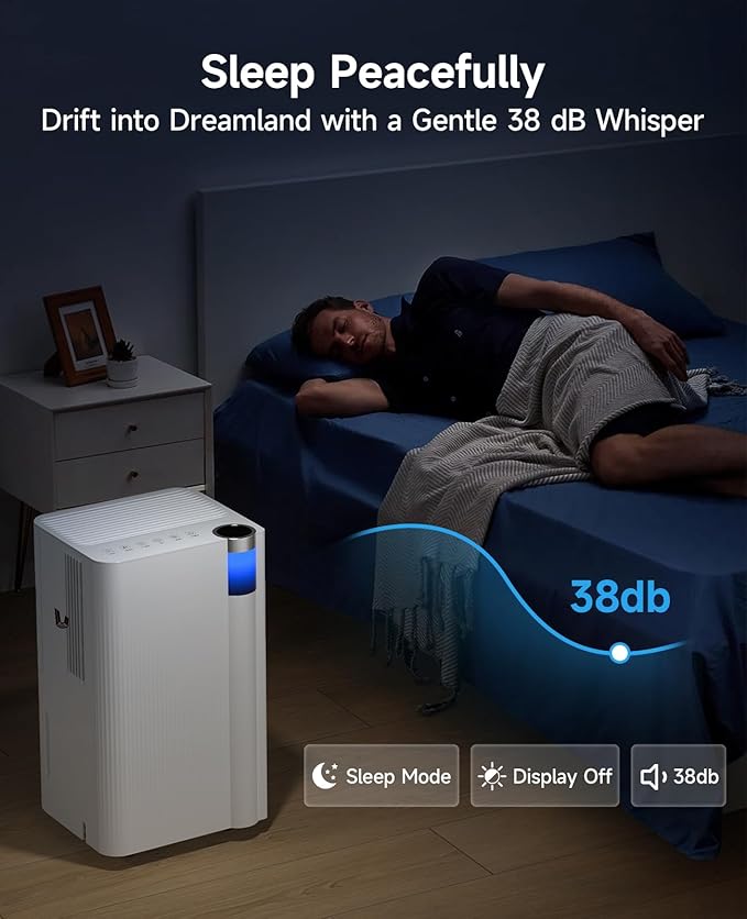2500 Sq.Ft Dehumidifier for Basement with Drain Hose Max 34 Pints, Dehumidifiers for Home Large Room Bathroom Bedroom, 3 Modes, Smart Humidity Control, Auto Defrost, 24H Timer, Sleep Mode