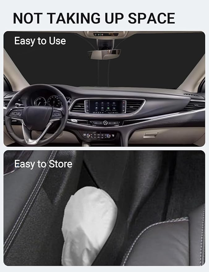 Proadsy 2025 Upgrade Windshield Sun Shade Custom Fit Buick Enclave 2018-2025 4-Layer Foldable Front Sunshade Protector Sun Visor Blocks UV Rays Keep Car Cooler Accessories