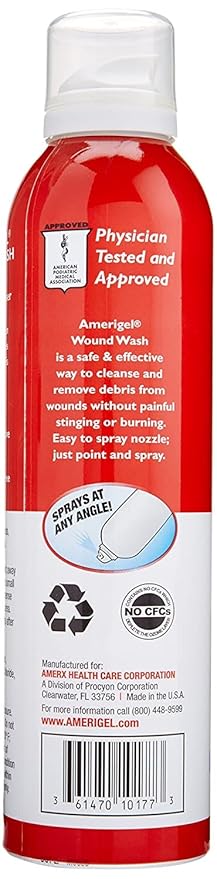 AMERIGEL - Saline Wound Wash (Pack of 2) First Aid Sterile Cleansing Solution - Advanced Skin and Wound Care - 7.1 Oz.