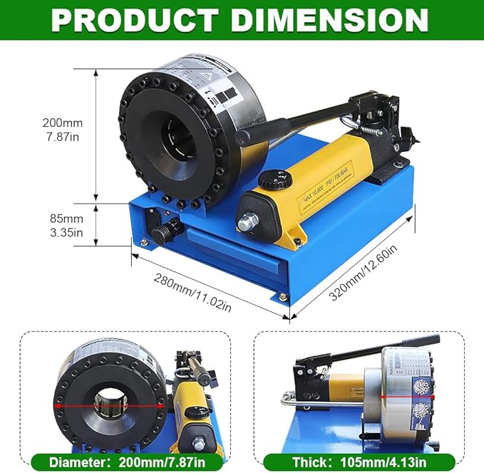 Hose Crimper with 8 Sets of Dies High Pressure Hydraulic Hose Crimping Handheld Hydraulic Hose Crimping Tool (Hose Crimper)