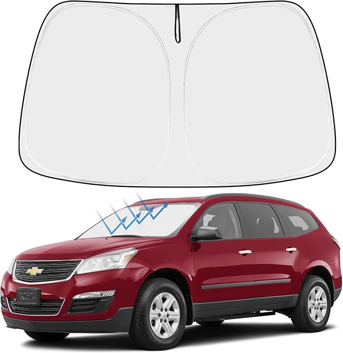 Proadsy Windshield Sun Shade for Chevrolet Traverse 2018-2023 LS, LT, RS, Redline, Premier, High Country SUV 4-Layer Foldable Front Sunshade Protector Sun Visor Blocks UV Rays Keep Car Cooler