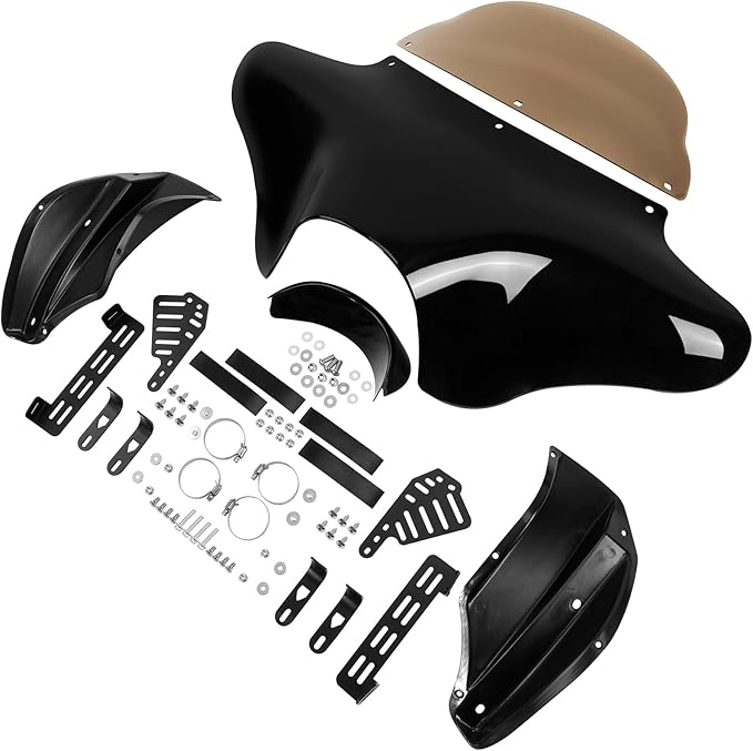 TCT-MOTORPARTS Batwing Fairing Windshield Fit For Harley Softail Deluxe Fatboy Heritage Classic Yamaha V Star 1100 650 Classic Softail Suzuki Boulevard Dyna