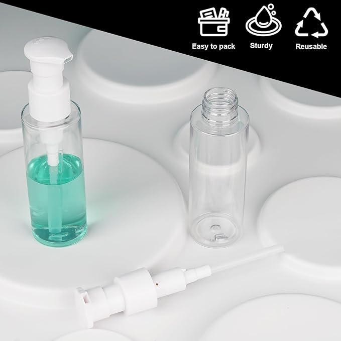 Cosywell Plastic Pump Bottles Dispenser Leak Proof 3.5oz/105ml 5 Pack Portable Empty Refillable Container Clear Plastic Lotion Pump Dispenser Bottle for Facial Cleansing Oil Shampoo Shower Gel