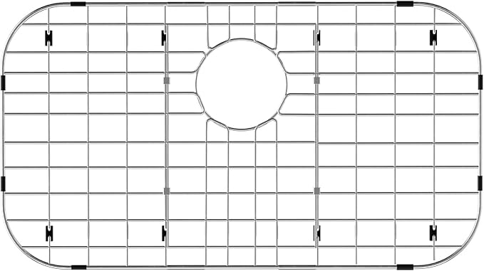 Sink Grid Protector 26" x 14" for Kitchen,Sink Rack with Rear Drain Hole and Corner Radius:3-1/2",Metal Sink Bottom Grate for Single Bowl,304 Stainless Steel,Rust Resistant