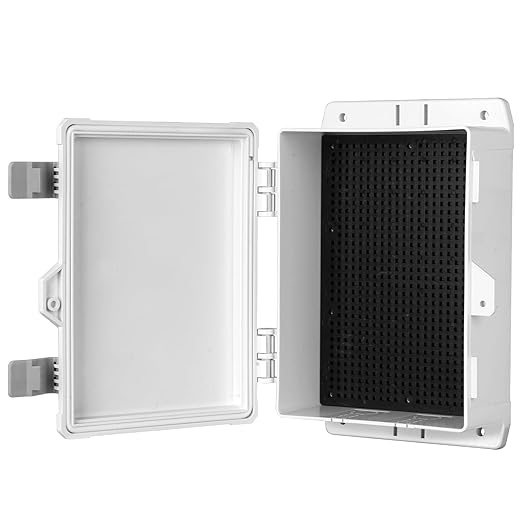 Electrical Junction Box 8.7"x5.3"x3" ABS Waterproof Enclosure Plastic Weatherproof Project Box with Internal Mounting Panel Hinged Cover (Grey Plastic)