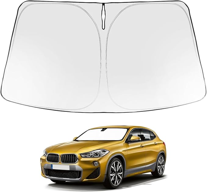 Proadsy 2025 Upgrade Windshield Sun Shade Custom Fit 2018-2023 BMW X2 F39 Foldable Front Sunshade Protector Sun Visor Blocks UV Rays Keep Car Cooler