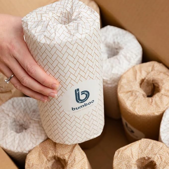 Bumboo |100% Bamboo Wrapped Kitchen Rolls | Pack of 12 Rolls (2-Ply) | Multipurpose, Plastic-Free, Eco-Friendly, Super Absorbent, Strong and Sustainable
