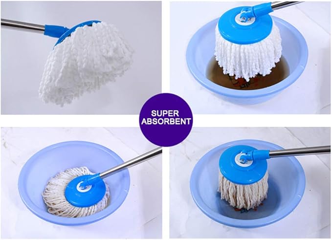 Replacement Microfiber Mops Head, Compatible for Hurricane Spin Magic Mop Head, fits 6.36‘’ Standard Replacement Round Spin Mop Heads,Inner Hole 2.5'' Only (3 Pack)