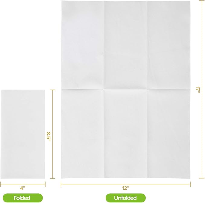 FOCUSLINE 200 Disposable Bathroom Napkins, Linen-Feel Paper Guest Towels, Soft and Absorbent Paper Hand Towels Party Napkins for Bathroom, Kitchen, Dinner, or Event, White, 12" x 17"