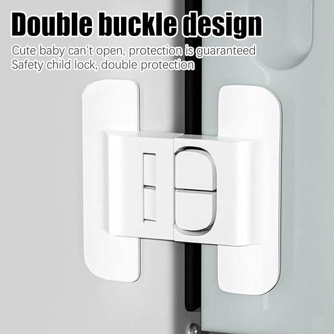 Refrigerator Lock - Self-Adhesive Fridge Door Lock for Safety | Fixed Buckle for Glass Metal Surfaces, Childproof Anti Open Protection, Home Kitchen Cabinet RV Security for Kids & Adults