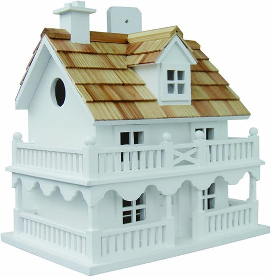 Home Bazaar Hand-made Novelty Cottage Bird House - Bird Friendly Home Decor , White