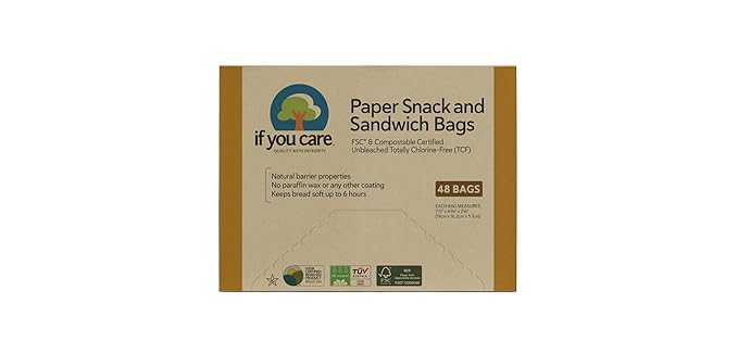 IF YOU CARE 100% Unbleached Paper Sandwich AND Snack Bags, 48 Count (Pack of 6)
