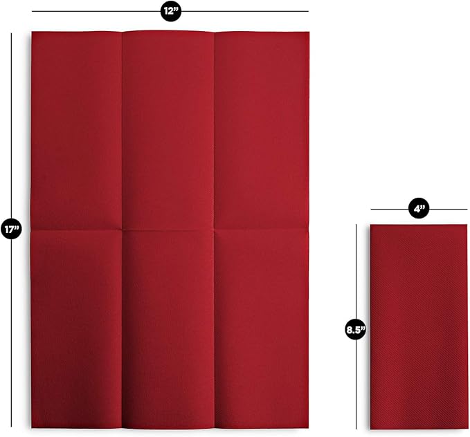 100 Linen-Feel Colored Paper Napkins - Decorative Cloth-Like Burgundy Dinner Napkins - Soft And Absorbent. For Kitchen, Party, Wedding, Bathroom Or Any Occasion. (Pack of 100)