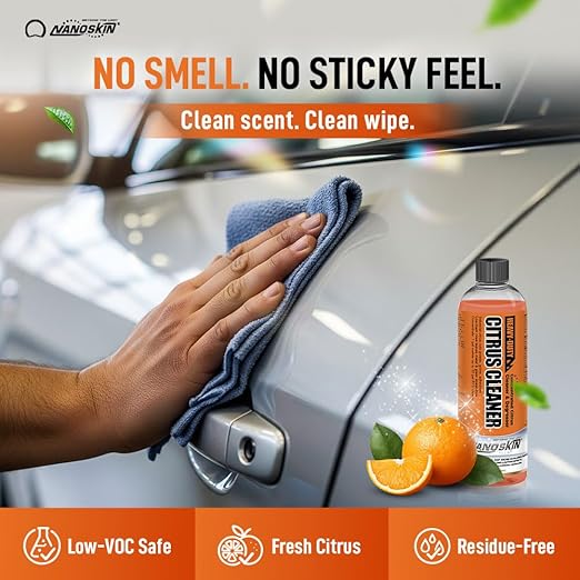Nanoskin Heavy-Duty Citrus Cleaner & Degreaser Concentrate 55 Gallon, Low-Foam Solvent, Dilutes up to 1:32, Cuts Grease Tar Adhesives, Safe on Metal Concrete Engines, For Auto Detailing, Shop & Home