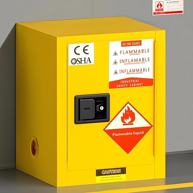 Flammable Storage Cabinet 34"x34"x65", 90 Gallon Chemical Safety Cabinet with Adjustable Shelf, Thickened Galvanized Steel Fireproof Cabinet for Flammable Liquids (23"x18"x18")