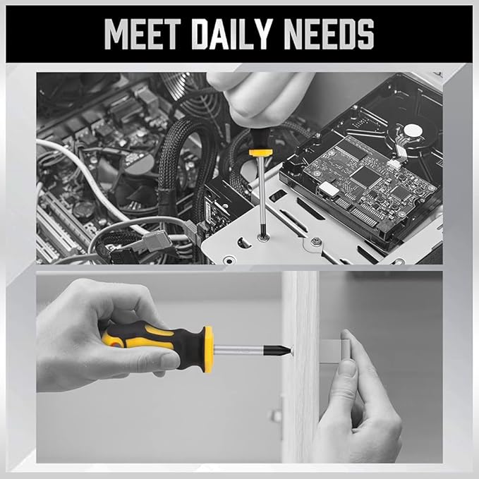 HORUSDY 11-Pieces Magnetic Screw driver, Magnetic 5 Phillips and 5 Flat Head Tips for Fastening and Loosening Seized