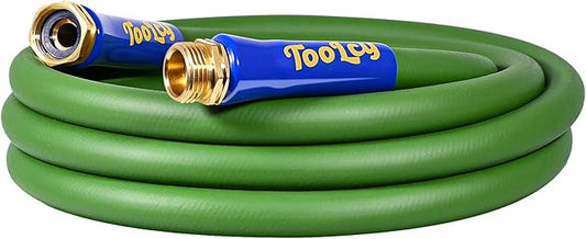 TOOLCY Garden Hose 10 ft x 5/8", Heavy Duty Water Hose, Lightweight, All-weather, Durable Hose with Swivel & Solid Brass Male to Female Fittings,Green