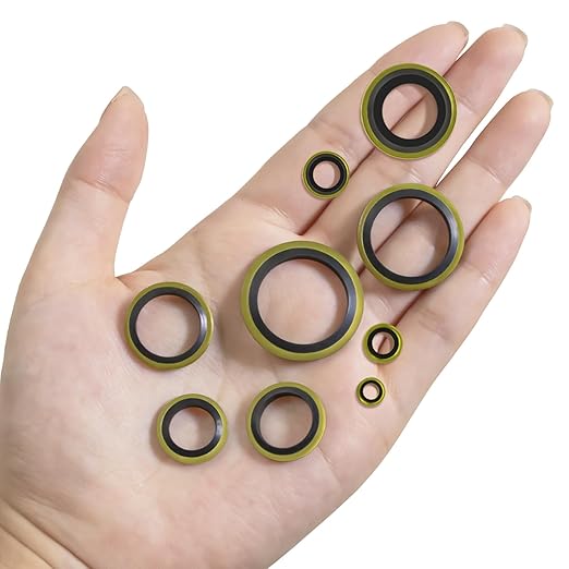 378 Pcs NBR Metal Bonded Sealing Washer Assortment Kit M6 M8 M10 M12 M14 M16 M18 M20 M22 M24 M27 M30 Automotive Self-Centred Seal Gasket Repair Set