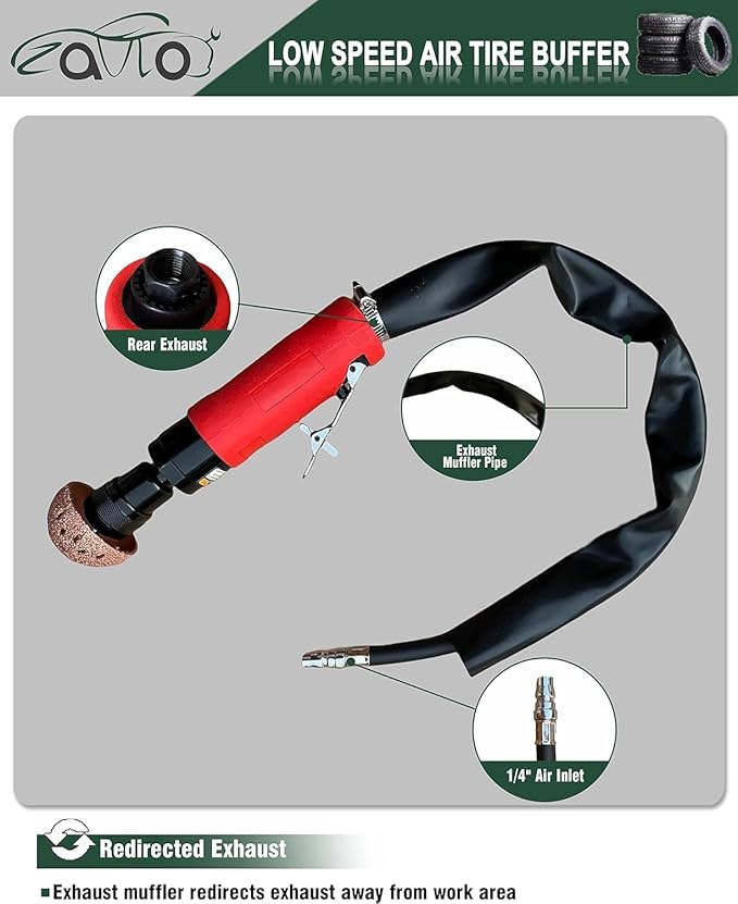 Tire Repair Set 2500rpm Low Speed Air Buffer Kit Polishing Cleaning Tool 35 mm Pneumatic Automatic Buffing Wheel Machine Patch Tools Rear Exhaust