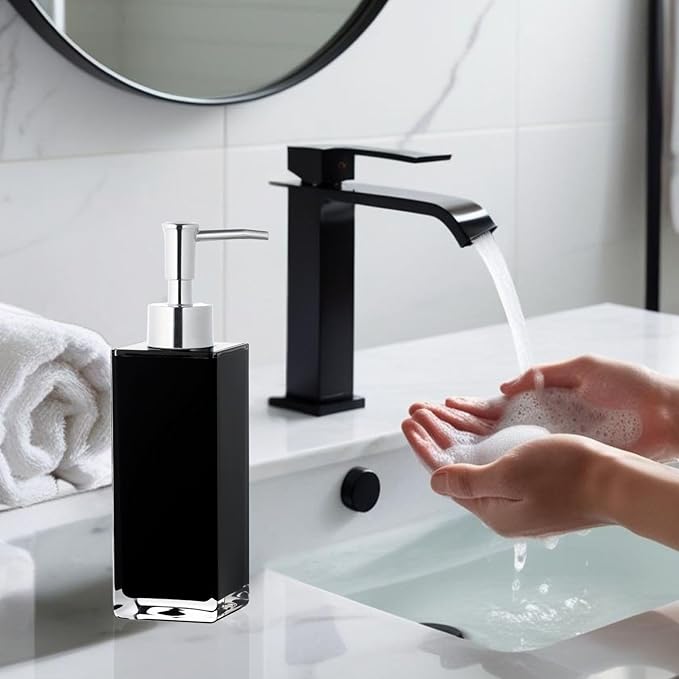 Premium Black Soap Dispenser for Bathroom and Kitchen, Refillable Hand Soap Dispenser, Dish Soap Pump Bottle