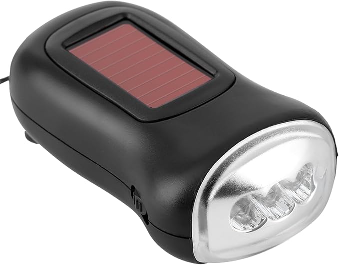 Solar Hand Crank Emergency Flashlight, Rechargeable LED Torch, IPX6 Weatherproof Dynamo Survival Light for Camping Hiking Power Outage, Outdoor Emergency Gear Gift