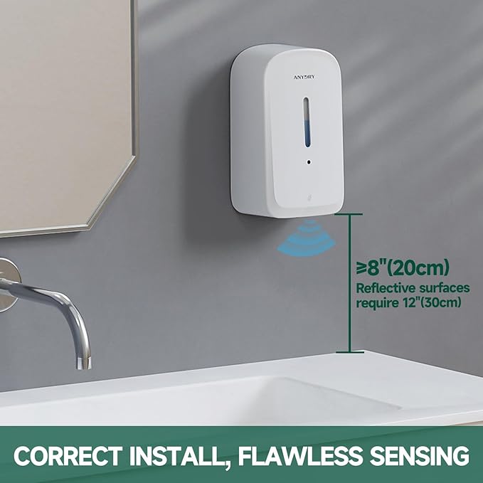 Commercial Automatic Soap Dispenser Large 34oz/1000ml Capacity Wall-Mounted Touchless Liquid Dispenser for High-Traffic Restrooms, Offices, Hospitals Model 1220S White