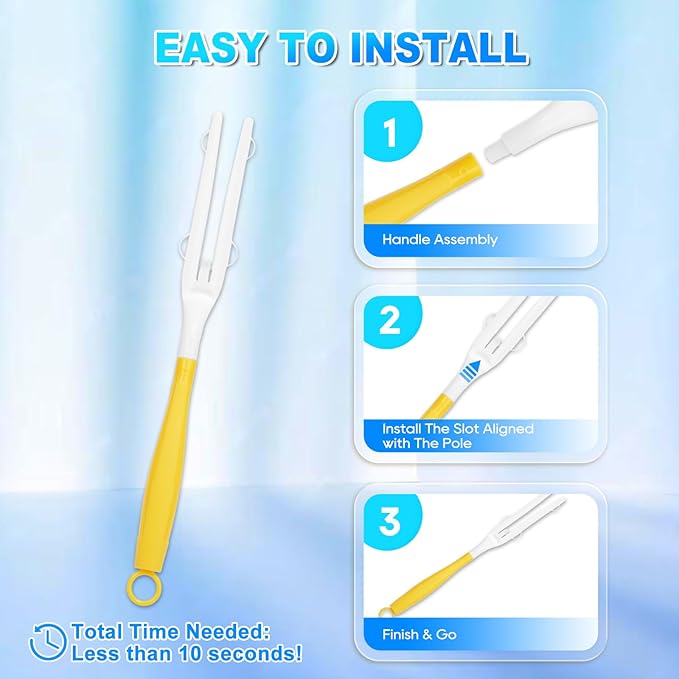 3 Pack Replacement Duster Handles Compatible with Swiffer Duster Refills, Durable Detachable Handles for Easy Cleaning (Yellow & White)
