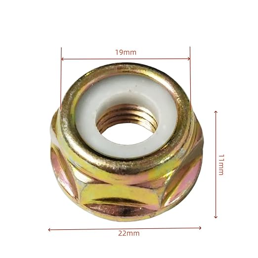 Blade nut, M10 * 1.25 Left-Hand Threaded Flange nut Replacement Part, Used for Lawn Mower Cutting Machine Trimmer Accessories（6 PCS）