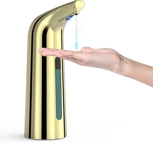 Automatic Soap Dispenser with Infrared Sensor - Adjustable 4-Level Touchless Hand Soap for Kitchen, Bathroom - Battery Operated Electric Dispenser, Durable Plastic, Smart Soap Holder