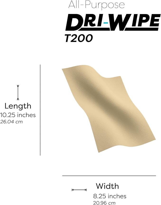 Dri-Wipe™ T200 by SMPLY Brands – Two-Ply Center-Pull Kraft Wipes, 18 Boxes of 125 (2,250 Total) – All-Purpose Disposable Wipes for Retail, Food Prep, Window Cleaning, and Light Spills