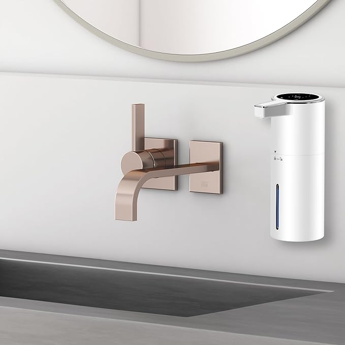 Automatic Soap Dispenser 13oz. Wall Mount Touchless 4 Gear Adjustable Electric Soap Dispenser USB Rechargeable with Infrared Motion Sensor for Bathroom Kitchen Office (White Foam)