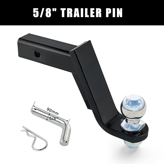 AC-DK Heavy-Duty Trailer Hitch, Fits 2-in Receiver,6" Drop, 2" Ball, 7500LBS GTW
