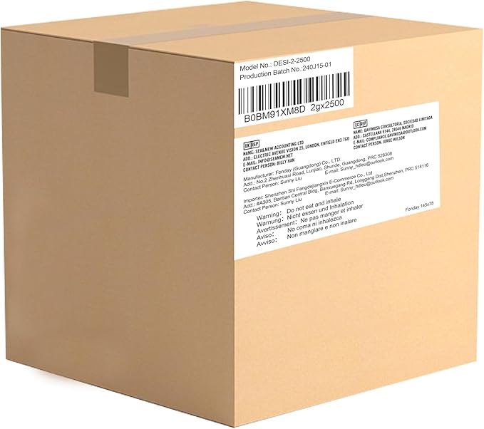 2g x 2500 Packs Fonday Food Grade Silica Gel Desiccants Packs Moisture Absorbers Dehumidifier for Food Storage, Electronics, 3D Filament & Safes