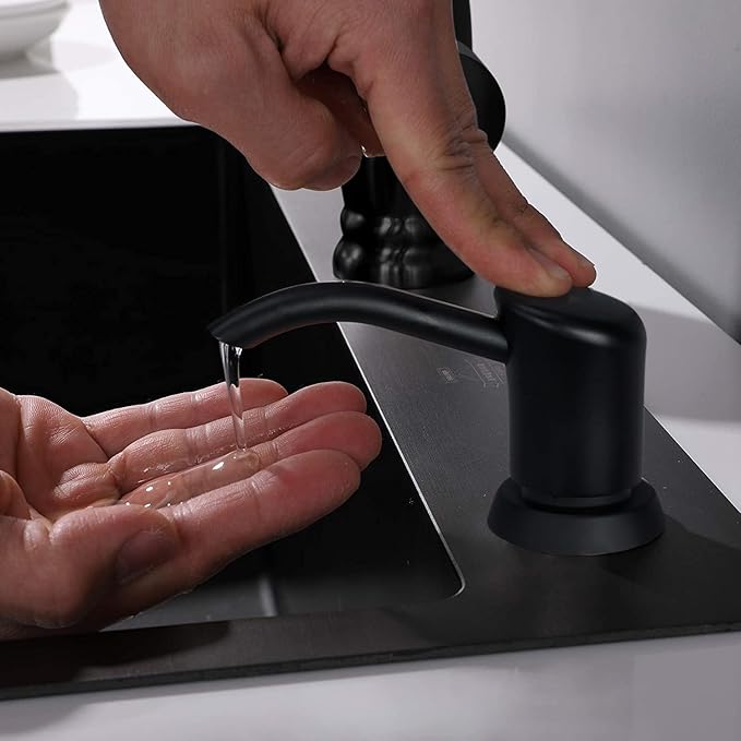 GAGALIFE Built in Counter Soap Dispenser for Kitchen Sink and Extension Tube Kit, Anti-Leakage Upgrade with 40" Tube No More Top Refill (Matte Black)