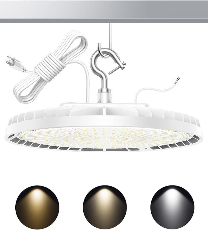 High Bay LED Lights UL DLC Listed Adjustable 150W/120W/90W 4500K/5000K/5700K Dimmable UFO LED Shop Light for Gym Factory Warehouse