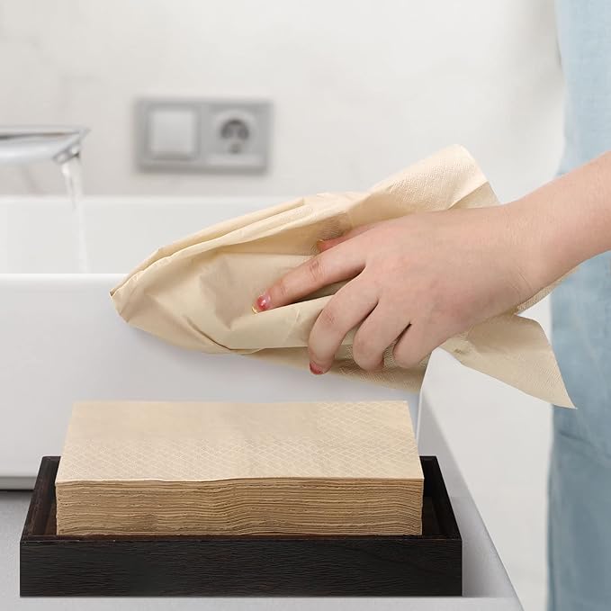 WILLBOND 800 Packs Disposable Paper Napkins Bulk Bamboo Paper Towels Disposable Hand Towels for Bathroom Eco Unbleached Brown Dinner Napkins
