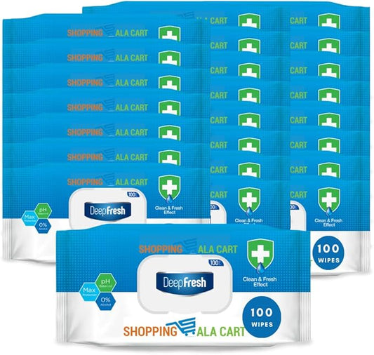 ShoppingAlaCart Multi-Purpose Cleaning Wipes for Home and Office, 100 Count Per Pack, Pop-Top, Resealable 100 Count (Pack of 24)