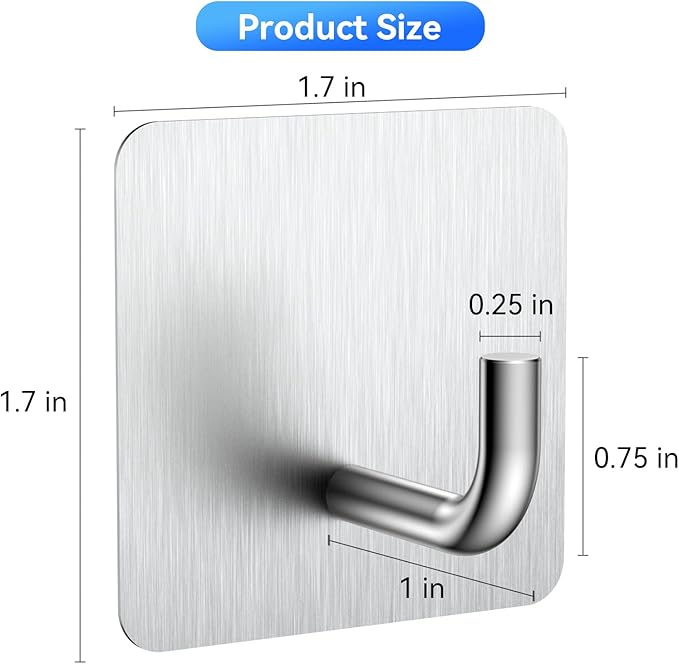 KRUI 4 Pcs Adhesive Wall Hooks for Emergency Fire Blankets, Heavy Duty Stainless Steel Wall Hanging Hooks Waterproof and Fireproof for Home Kitchen Bathroom Office