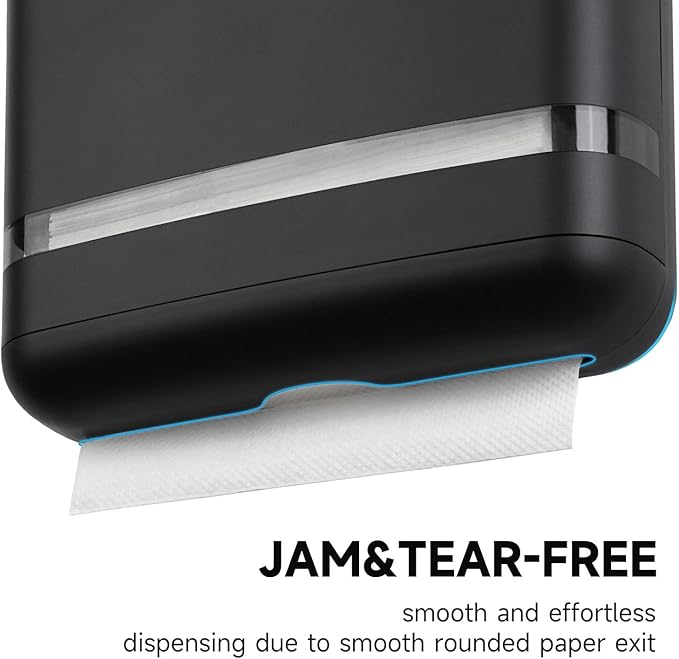 AIKE 400 Sheets Multifold Paper Towel Dispenser Wall Mount for Commercial with Lock Large Capacity, Black (Folded Size 9.0" x 3.5" Or Smaller)