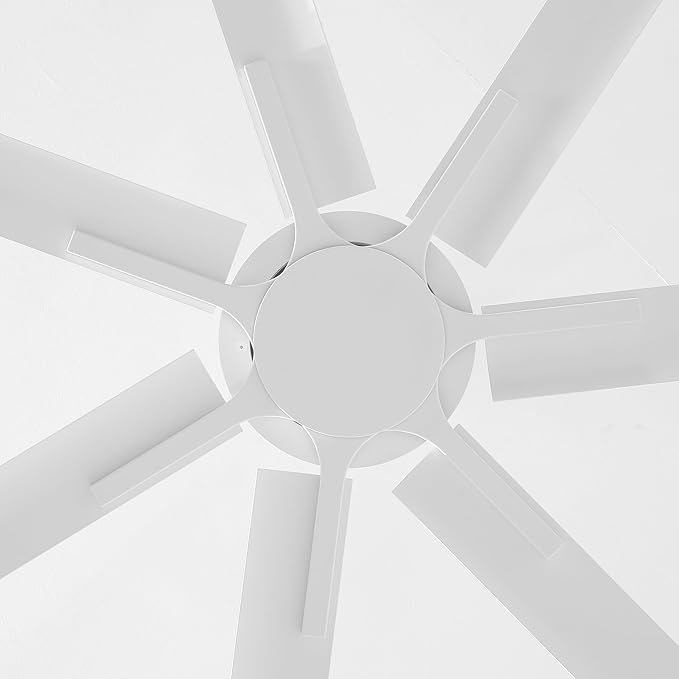 Industrial Ceiling Fans with Remote Control, 100 Inch White DC Motor Ceiling Fans without Lights for Living Room Shop Garage Bedroom Indoor Outdoor, 6-Speed Reverse/Forward, Dimmable, 3CCT, Timer