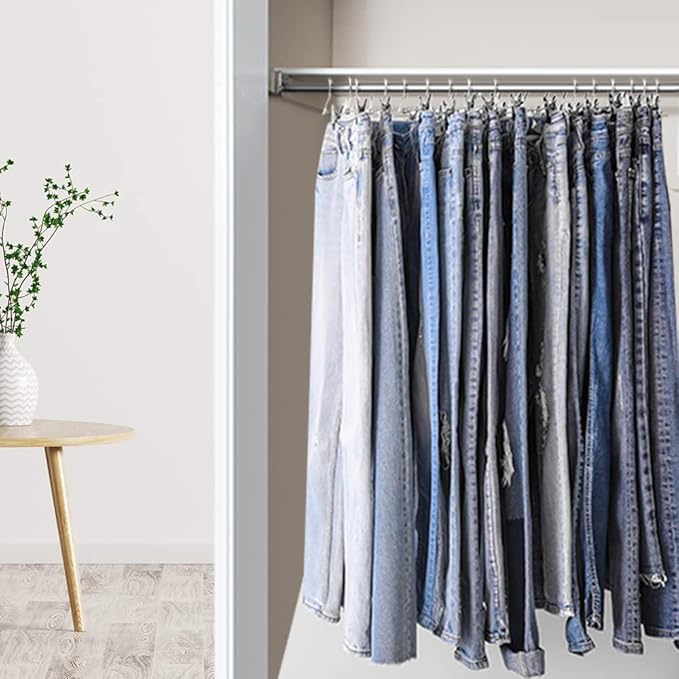 NORTHERN BROTHERS Pants Hangers - 50Pack Skirt Hangers with Clips Skirt Hangers for Women Space Saving for Trouser Shorts Coat Jeans Adjustable Men Kids Clothes