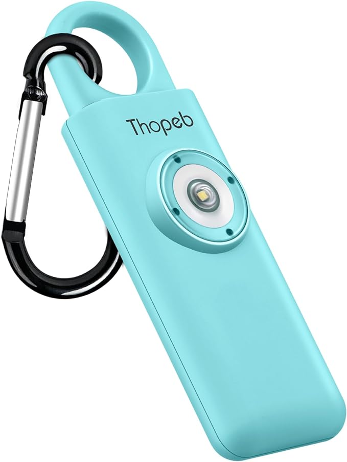 Thopeb® Personal Safety Alarm for Women – 130dB Loud Emergency Siren & SOS Strobe LED Light – Self Defense Keychain, College Dorm Room Essentials for Girls (Aqua)