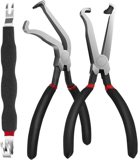 3pcs Electrical Disconnect Pliers Tool Set for Cars Automotive 1*Straight &1*60 Degree &1pcs Electrical Connector Separator Fuel Line Disconnect Tool Set Electrical Connector Wire Plug Sensor Pliers