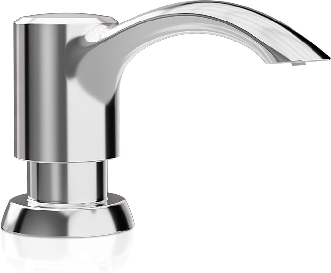 SAMODRA Built in Kitchen Sink Soap Dispenser (Chrome) with 12 oz Large PET Lotion Bottle, Refill from Top