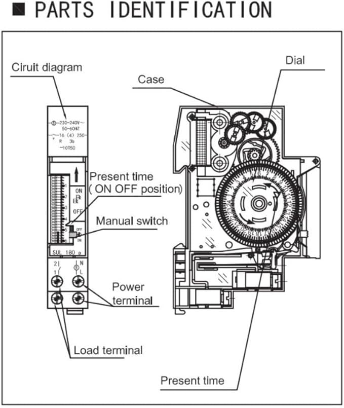 Mechanical Timer, SUL180A Mechanical Timer, 15 Minute Analog Timer Switch with Power Outage Memory & DIN Rail Mount For Various Electrical Applications