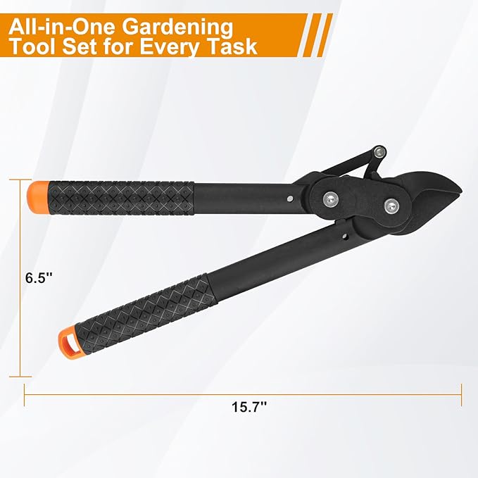 Heavy-Duty Lopper, 360° Rotating Grass Shears & Retractable Pruning Saw | Complete Branch Cutting & Lawn Care Kit,3PCS