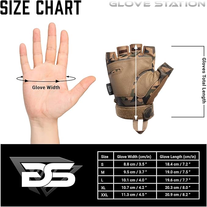 Glove Station- Fingerless Knuckle Tactical Gloves for Men - Motorcycle Gloves for Tactical Shooting, Airsoft, Hunting, Police Work and Hiking