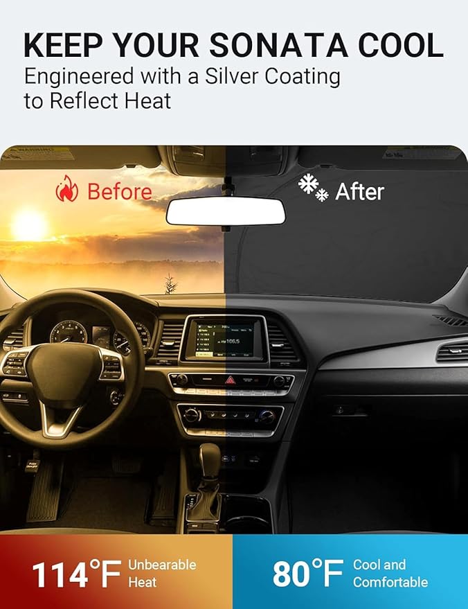 Proadsy Windshield Sun Shade for Hyundai Sonata 2015-2019 4-Layer Foldable Front Sunshade Protector Sun Visor Blocks UV Rays Keep Car Cooler